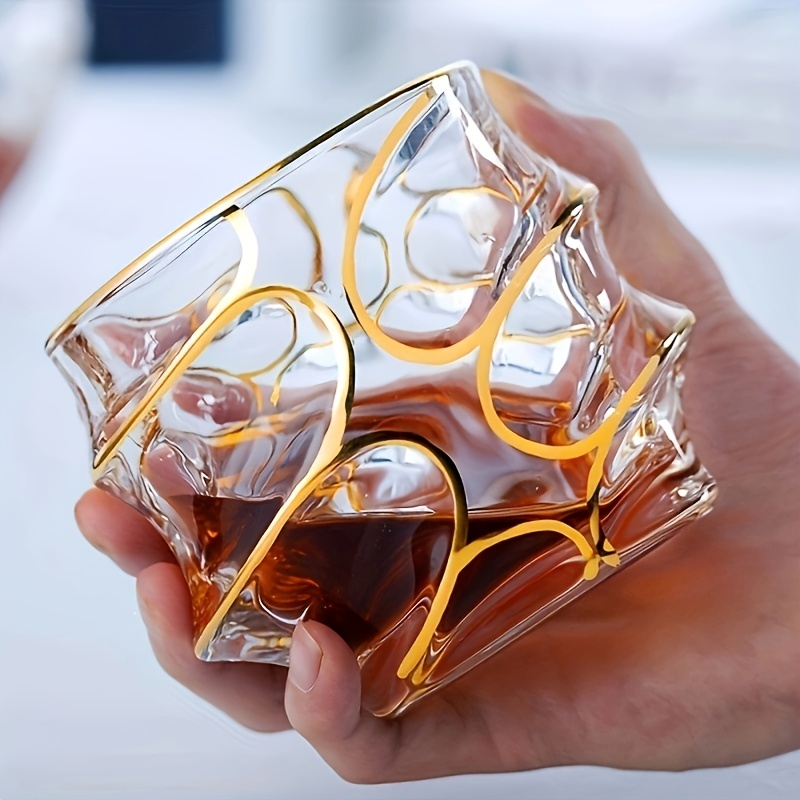 Whisky Beer And Wine - Gelas Whiskey Tumbler Garis Emas Gelas